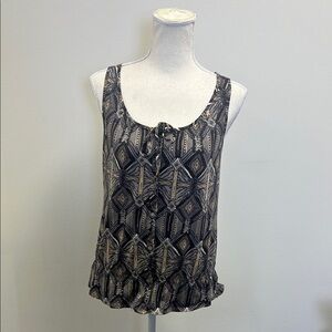 Women's Sleeveless Geometric Top - Black and Gray